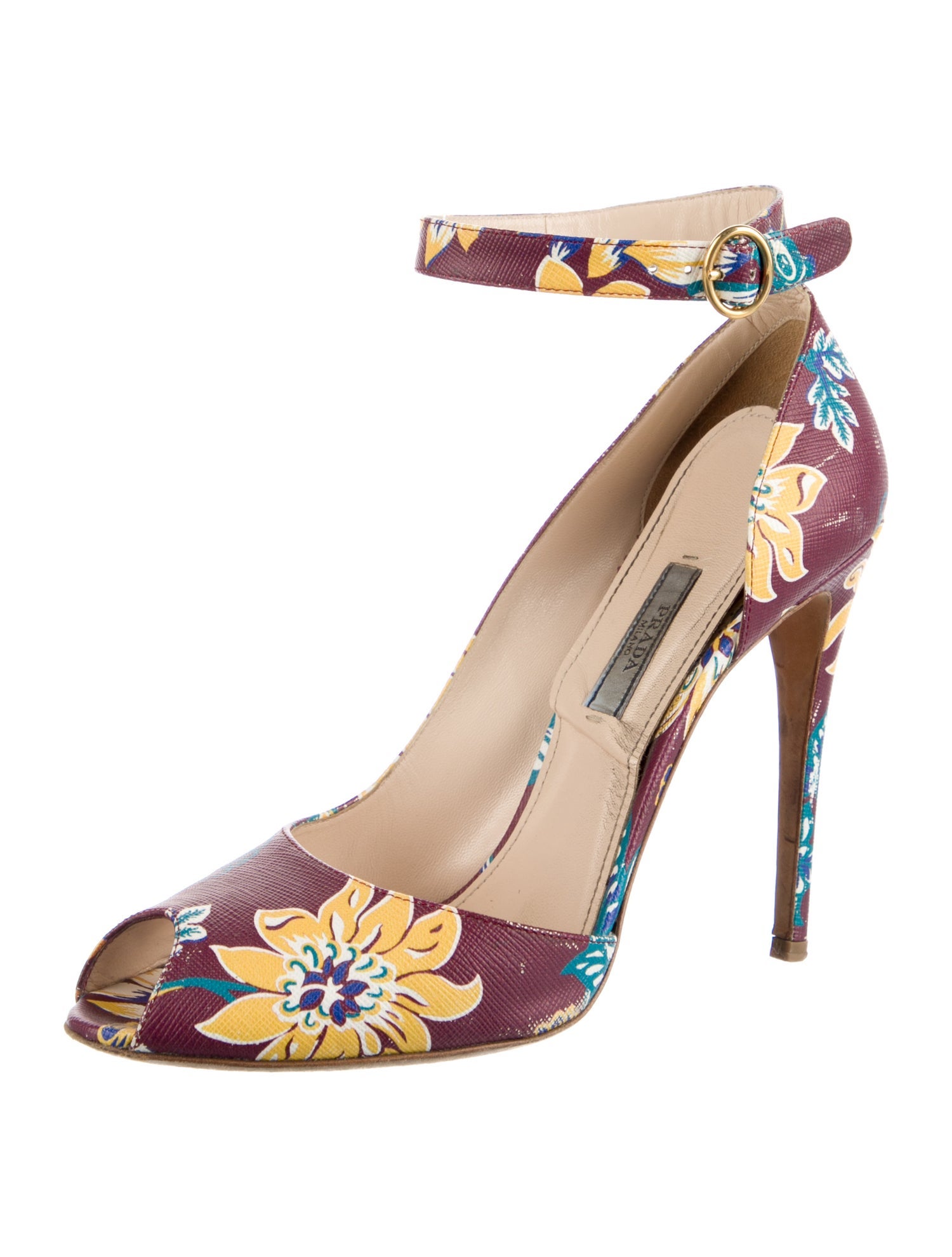 Prada Leather Printed D'Orsay Pumps