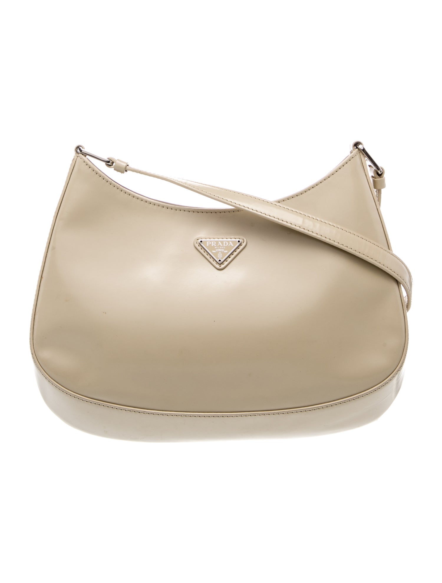 Prada Enameled Metal Triangle Cleo