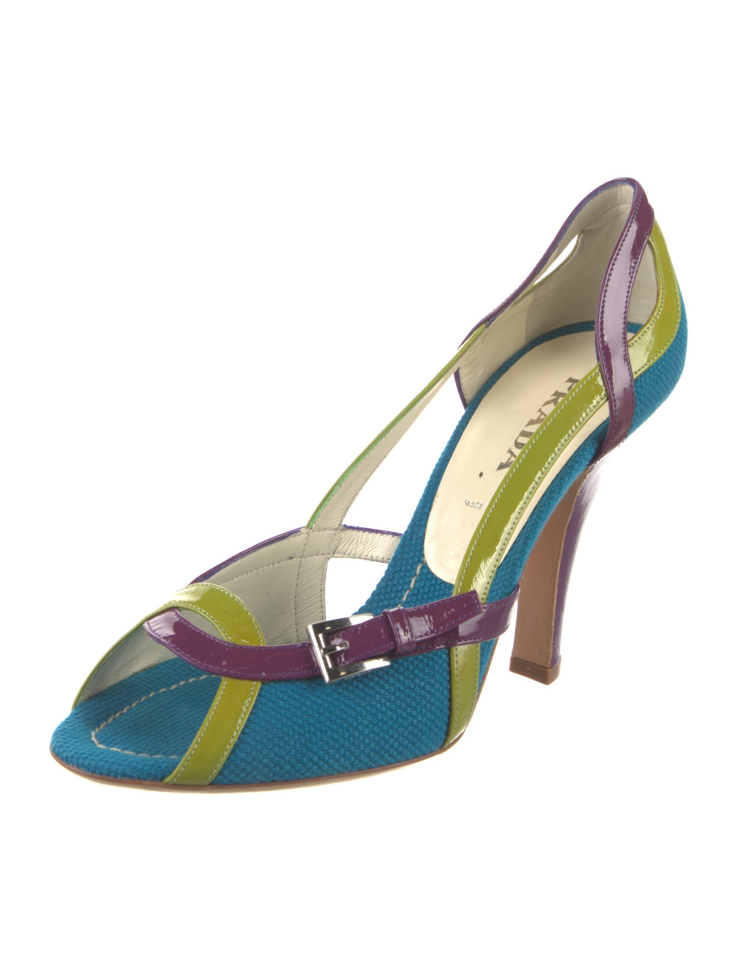 Prada Colorblock Pattern Slingback Sandals