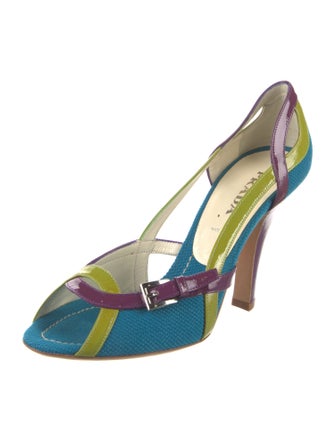 Prada Colorblock Pattern Slingback Sandals