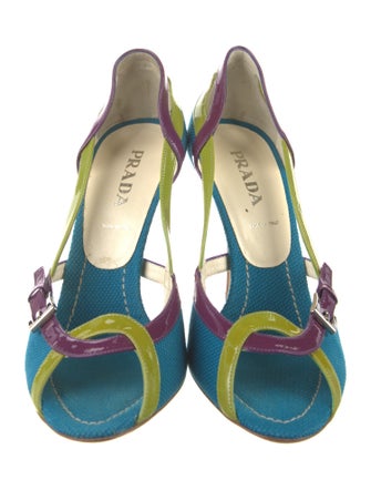 Prada Colorblock Pattern Slingback Sandals