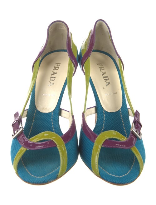 Prada Colorblock Pattern Slingback Sandals