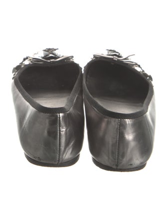 Prada Leather Bow Accents Ballet Flats