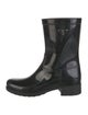 Prada Enameled Metal Triangle Rubber Rain Boots