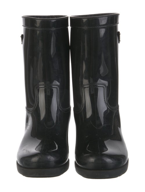 Prada Enameled Metal Triangle Rubber Rain Boots