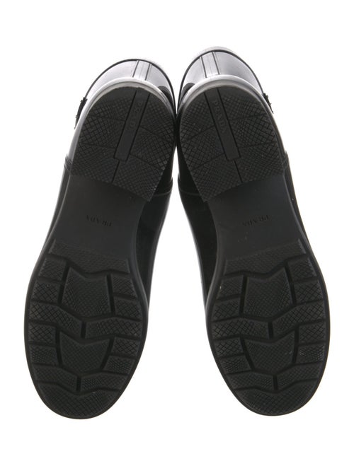 Prada Enameled Metal Triangle Rubber Rain Boots