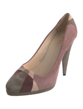 Prada Suede Colorblock Pattern Pumps