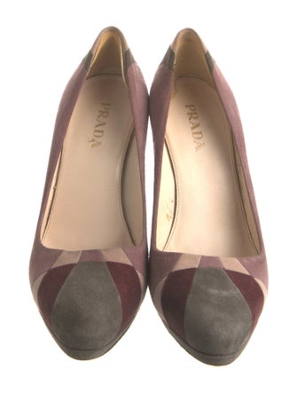 Prada Suede Colorblock Pattern Pumps
