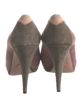 Prada Suede Colorblock Pattern Pumps