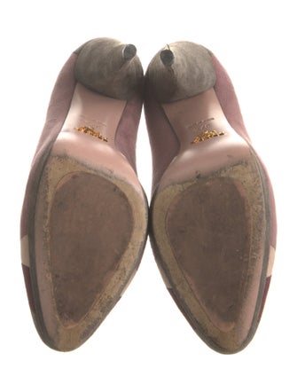 Prada Suede Colorblock Pattern Pumps
