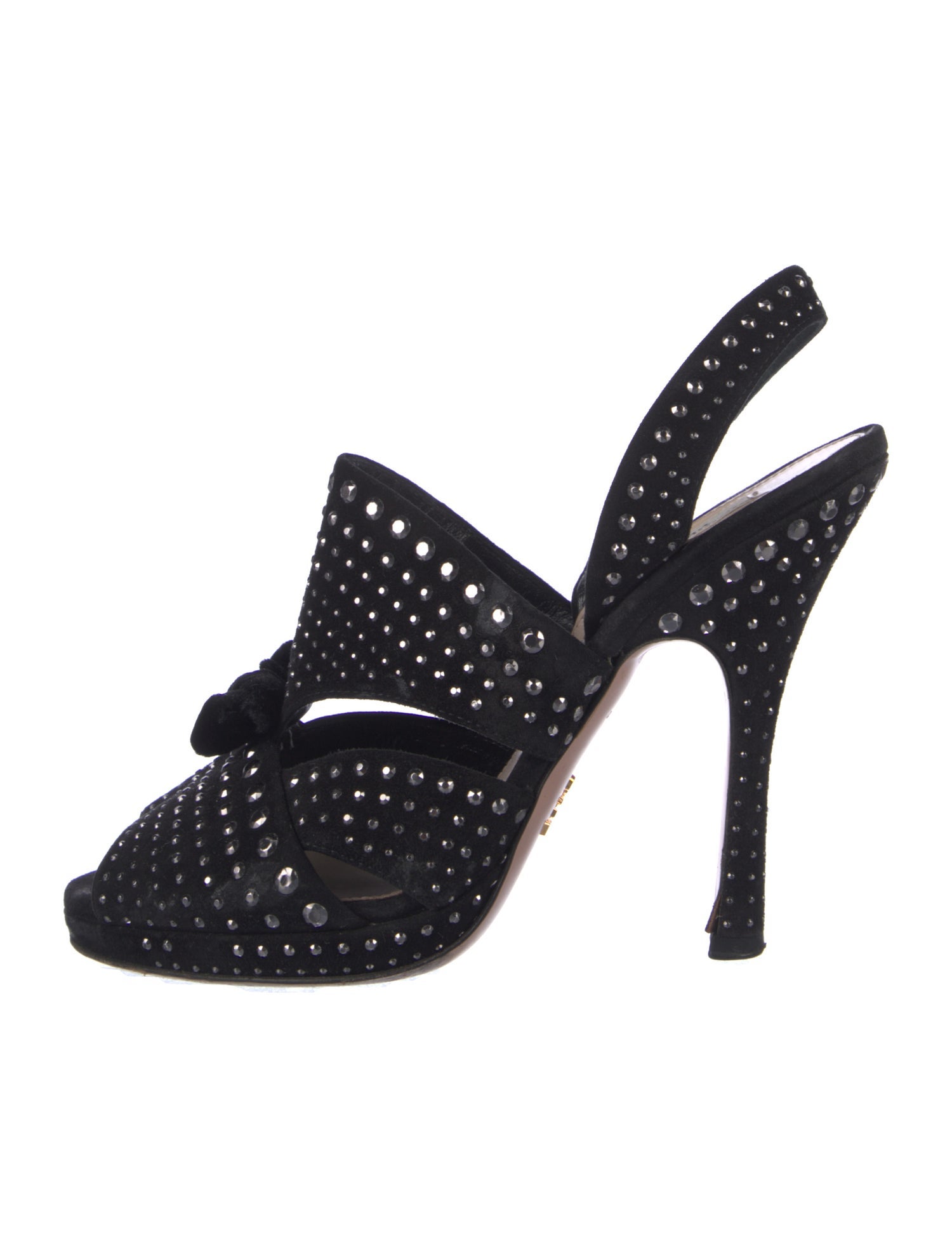 Prada Suede Bow Accents Slingback Sandals