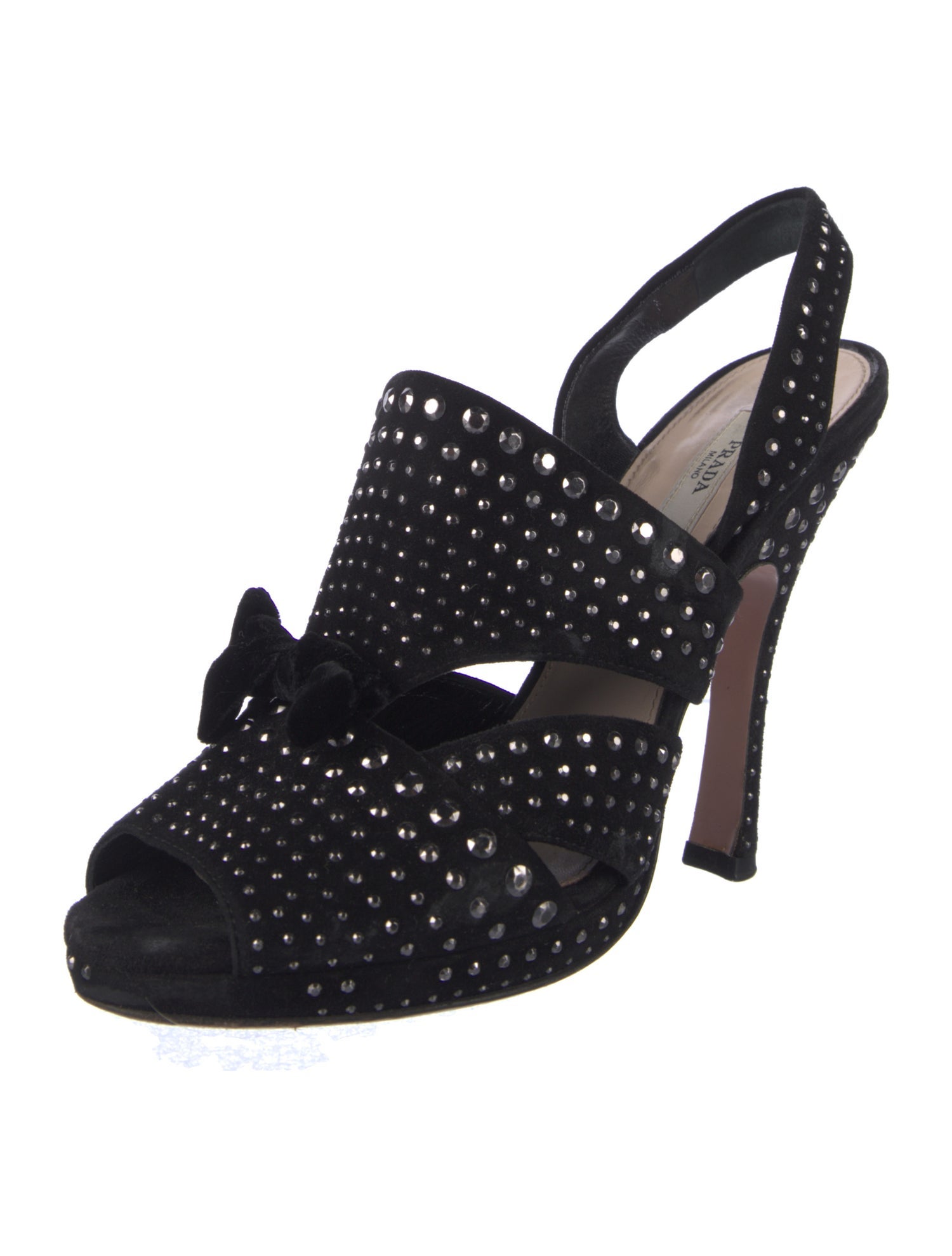 Prada Suede Bow Accents Slingback Sandals