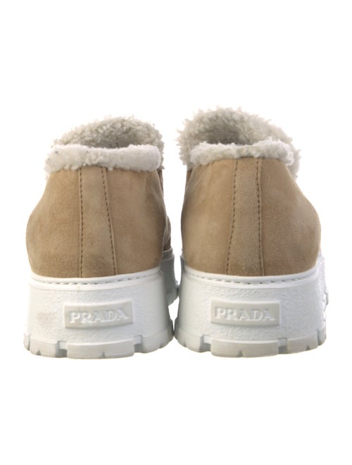 Prada Enameled Metal Triangle Suede Loafers