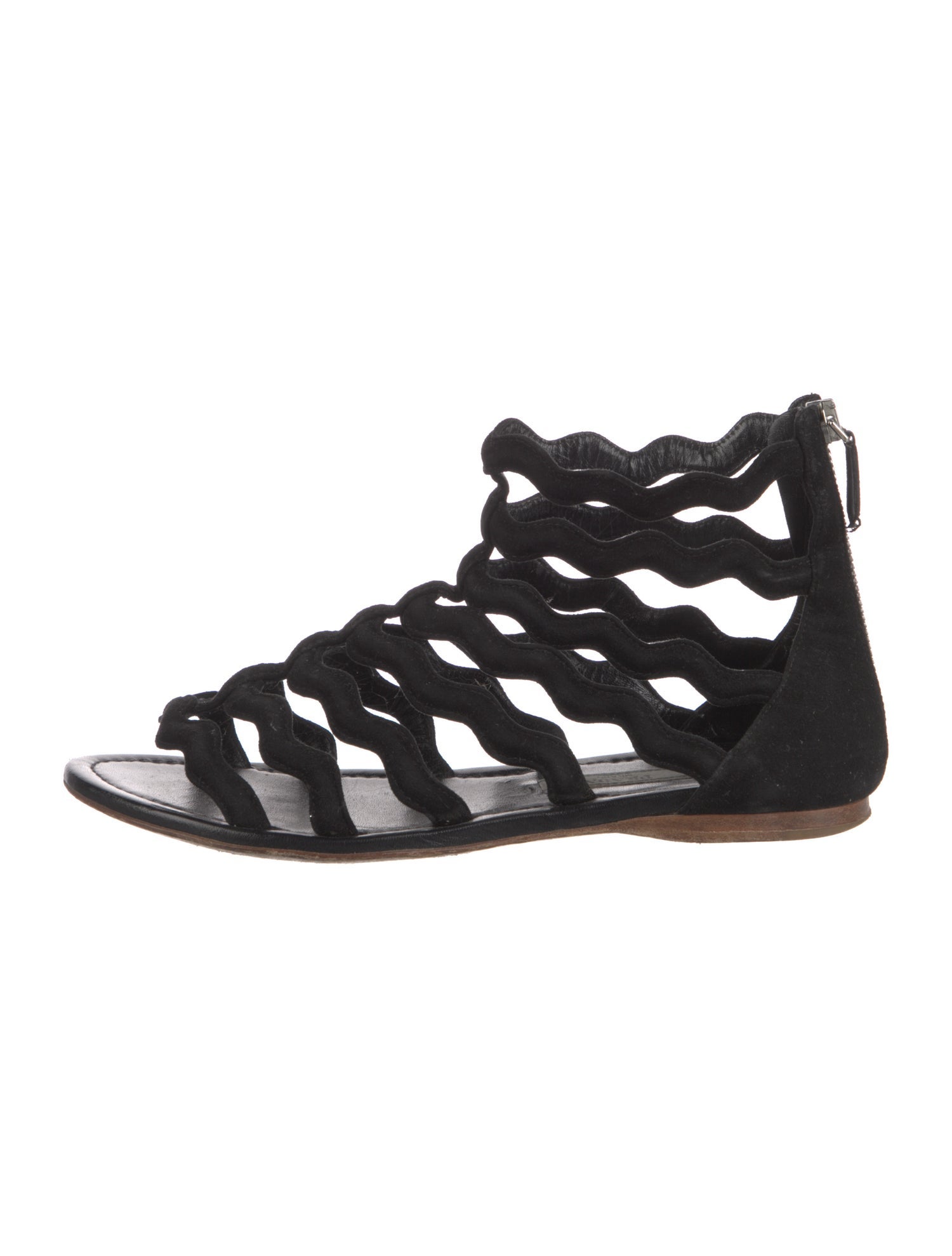 Prada Suede Leather Trim Embellishment Gladiator Sandals