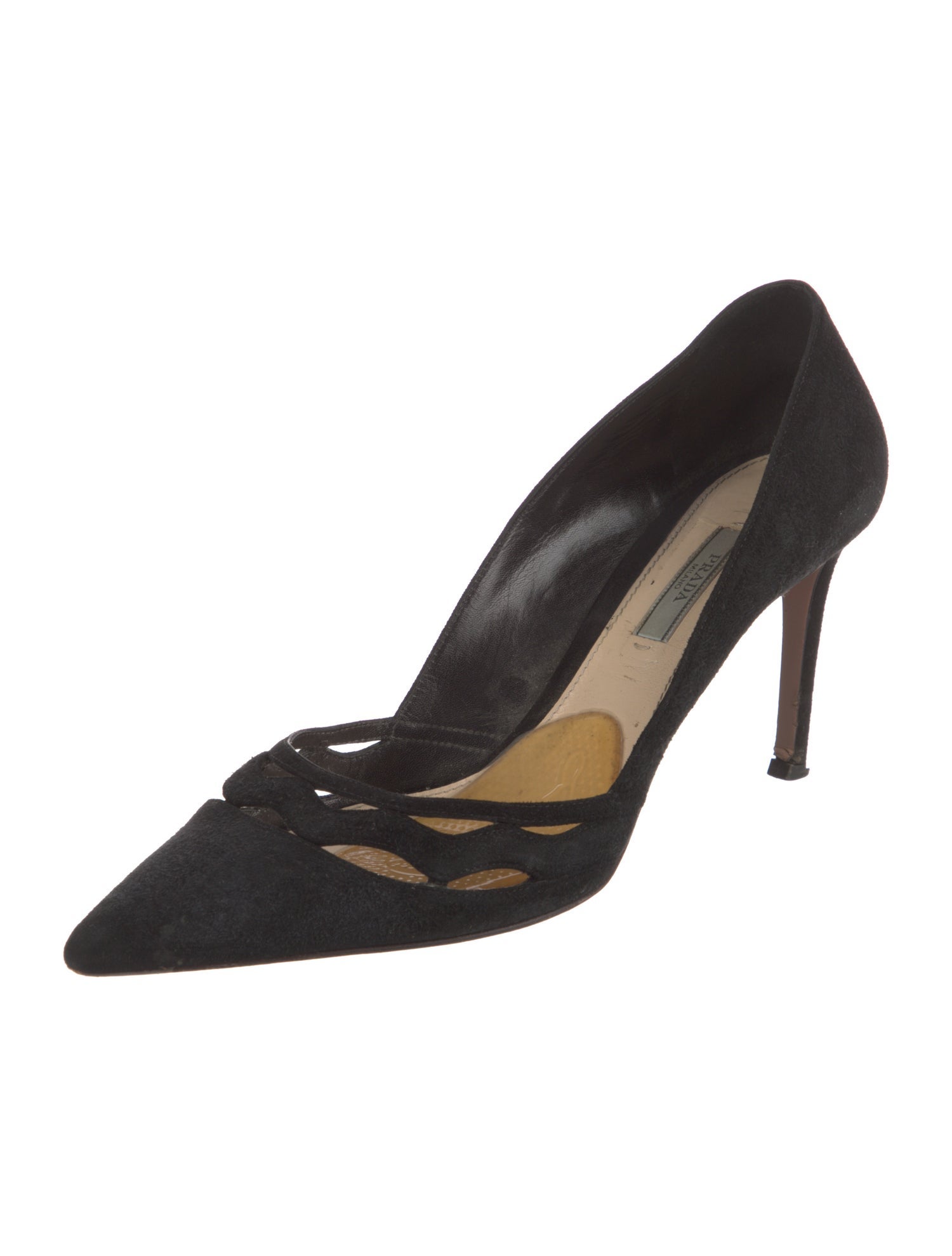 Prada Suede Cutout Accent Pumps