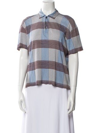 Prada 2011 Plaid Print Button-Up Top