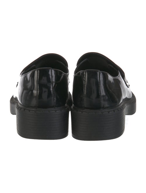 Prada Enameled Metal Triangle Leather Oxfords