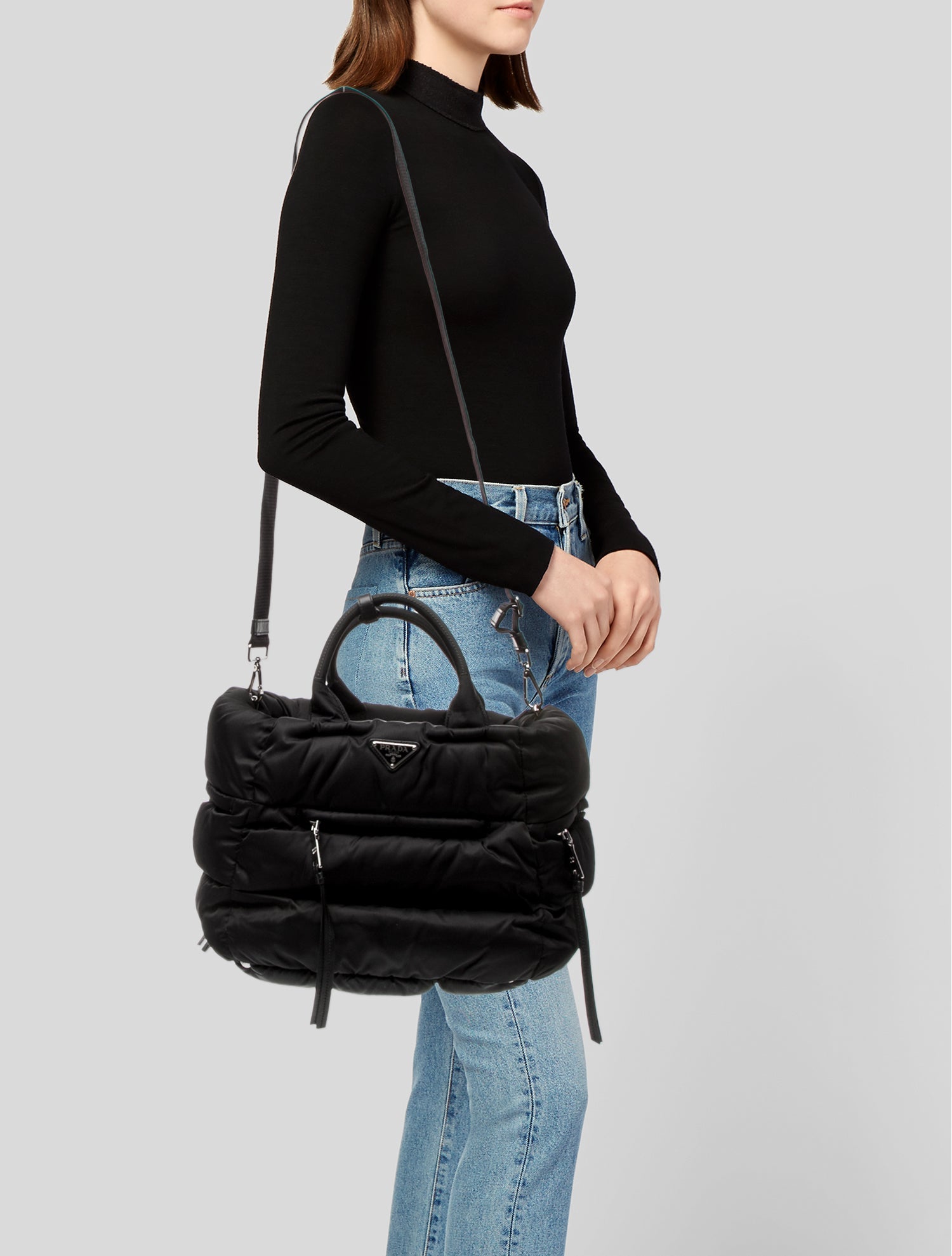 Prada Enameled Metal Triangle Bomber