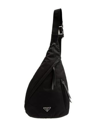 Prada Enameled Metal Triangle Re-Nylon