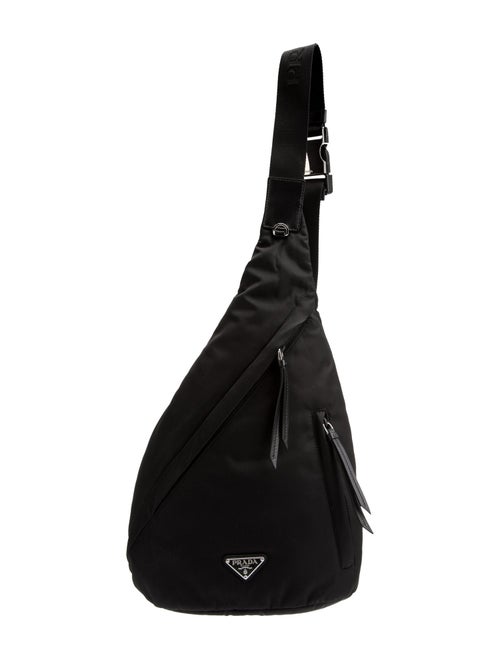 Prada Enameled Metal Triangle Re-Nylon