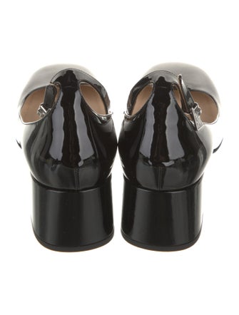 Prada Enameled Metal Triangle Patent Leather Pumps