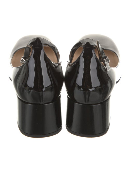 Prada Enameled Metal Triangle Patent Leather Pumps
