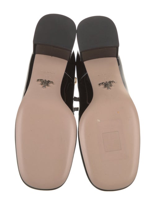 Prada Enameled Metal Triangle Patent Leather Pumps