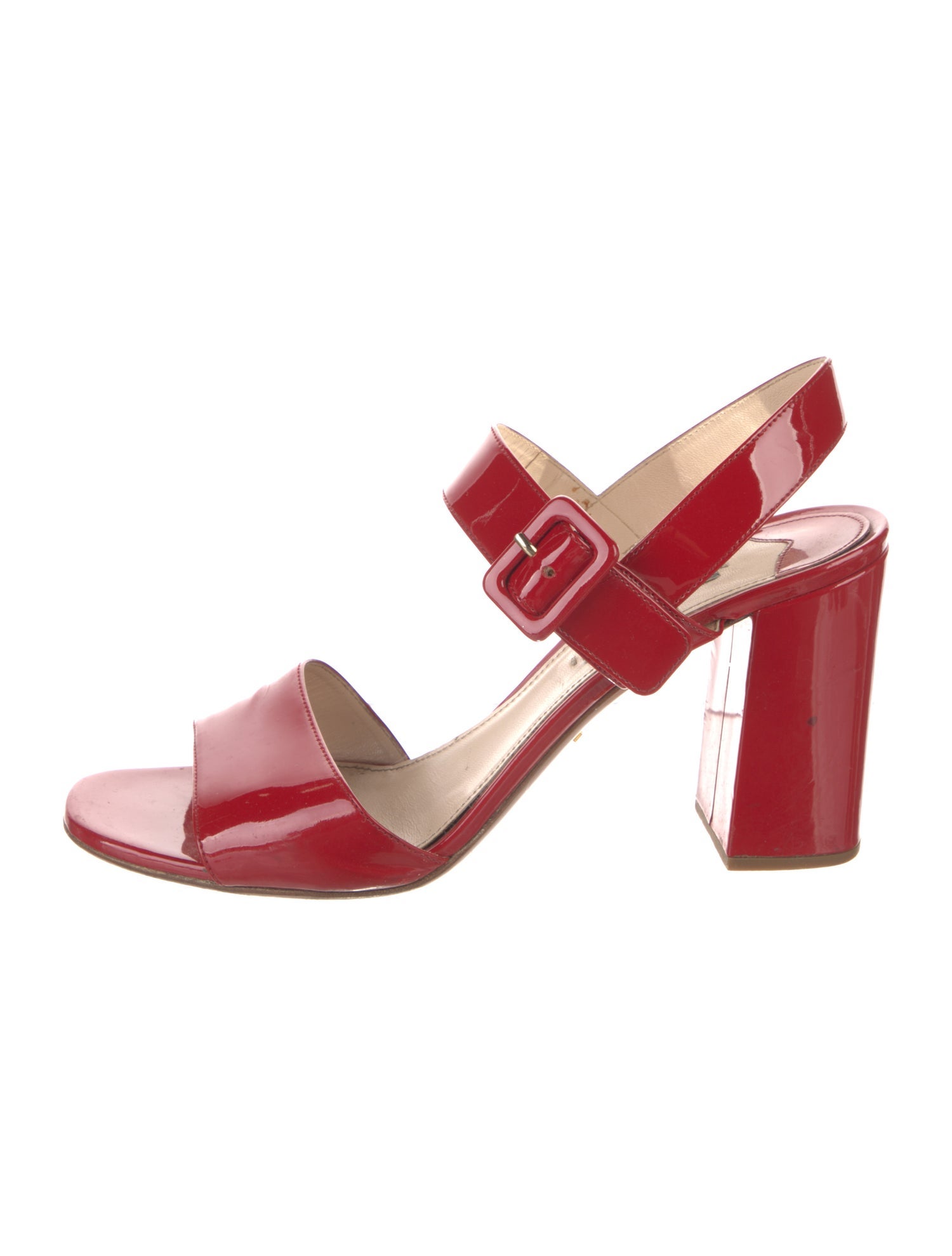 Prada Patent Leather Cutout Accent Sandals