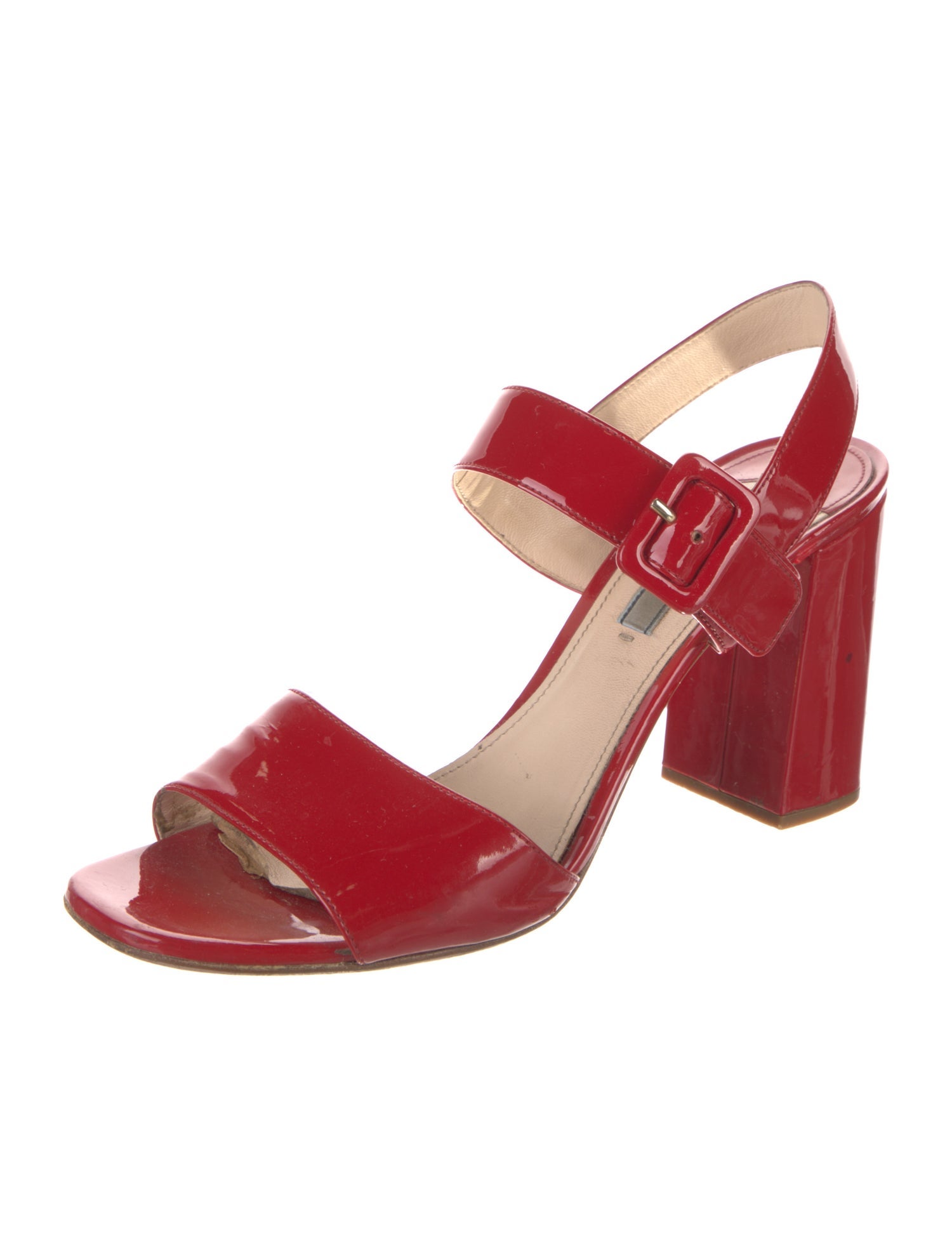 Prada Patent Leather Cutout Accent Sandals