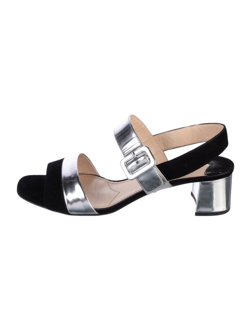 Prada Leather Colorblock Pattern Slingback Sandals