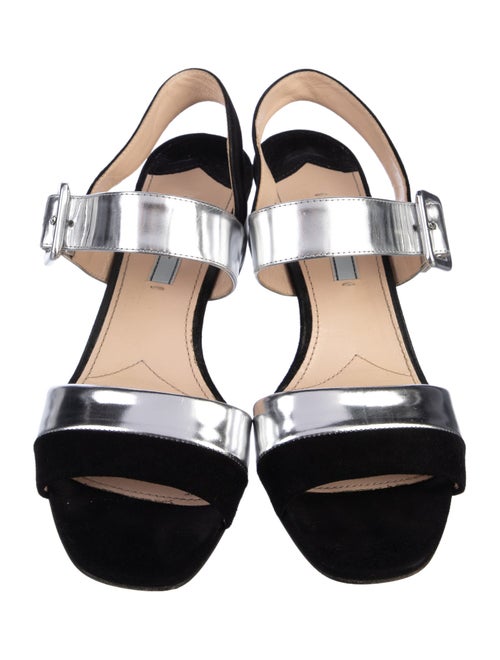 Prada Leather Colorblock Pattern Slingback Sandals