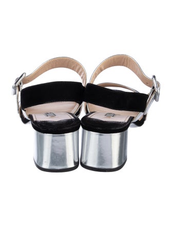 Prada Leather Colorblock Pattern Slingback Sandals