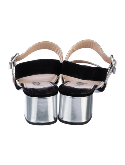 Prada Leather Colorblock Pattern Slingback Sandals