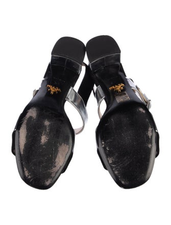 Prada Leather Colorblock Pattern Slingback Sandals