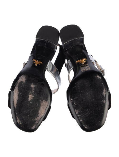 Prada Leather Colorblock Pattern Slingback Sandals