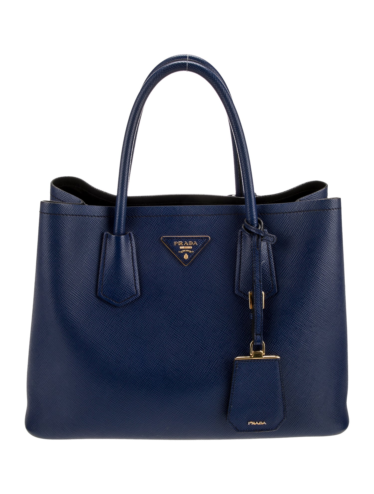 Prada Enameled Metal Triangle Double Bag Medium