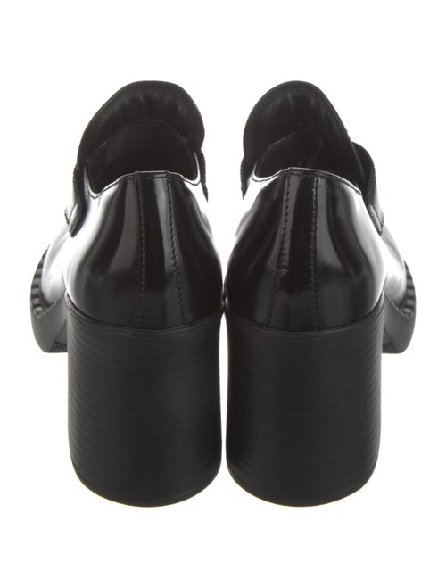 Prada Enameled Metal Triangle Patent Leather Pumps