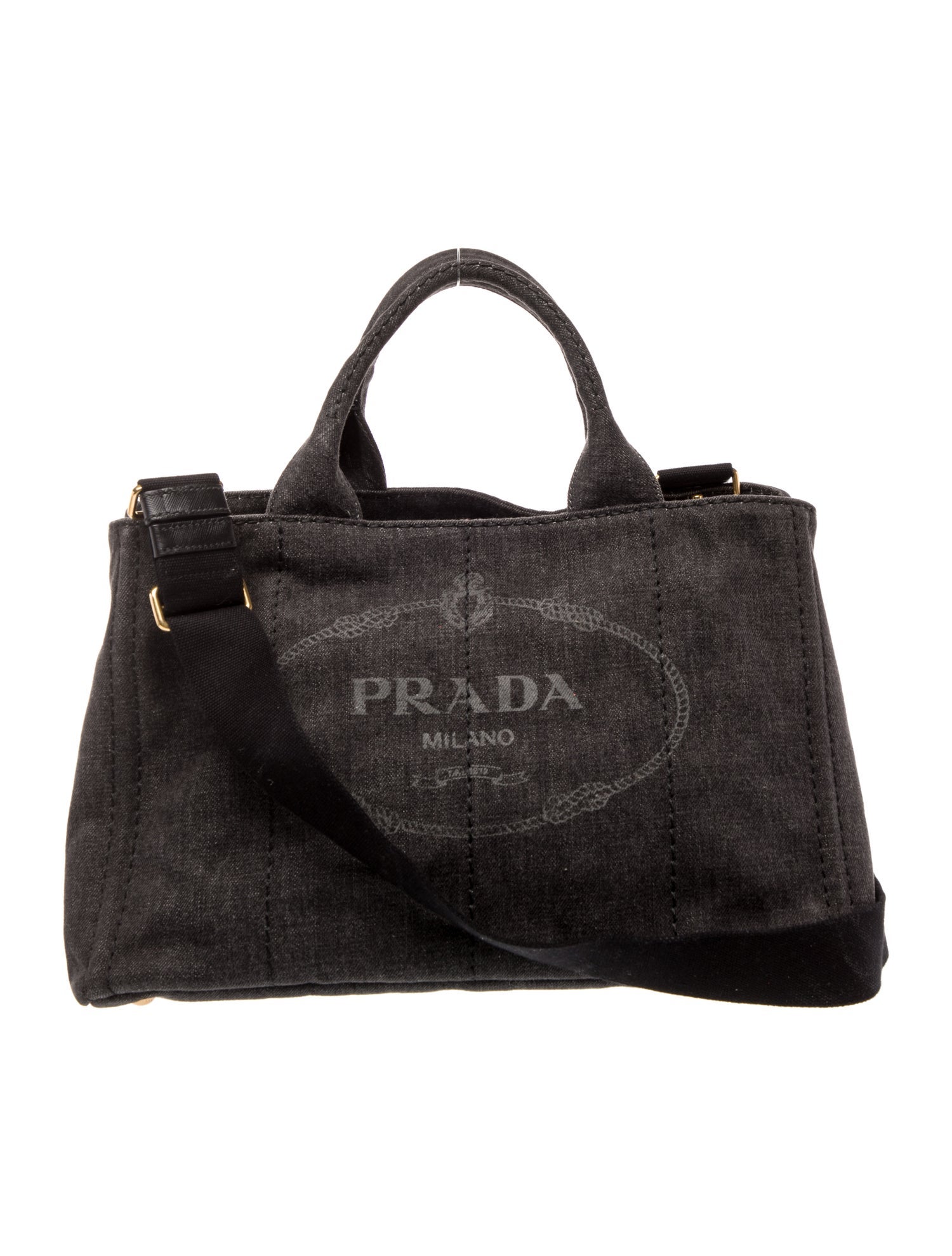 Prada Enameled Metal Triangle Canapa