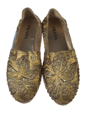Prada Printed Embroidered Accent Espadrilles