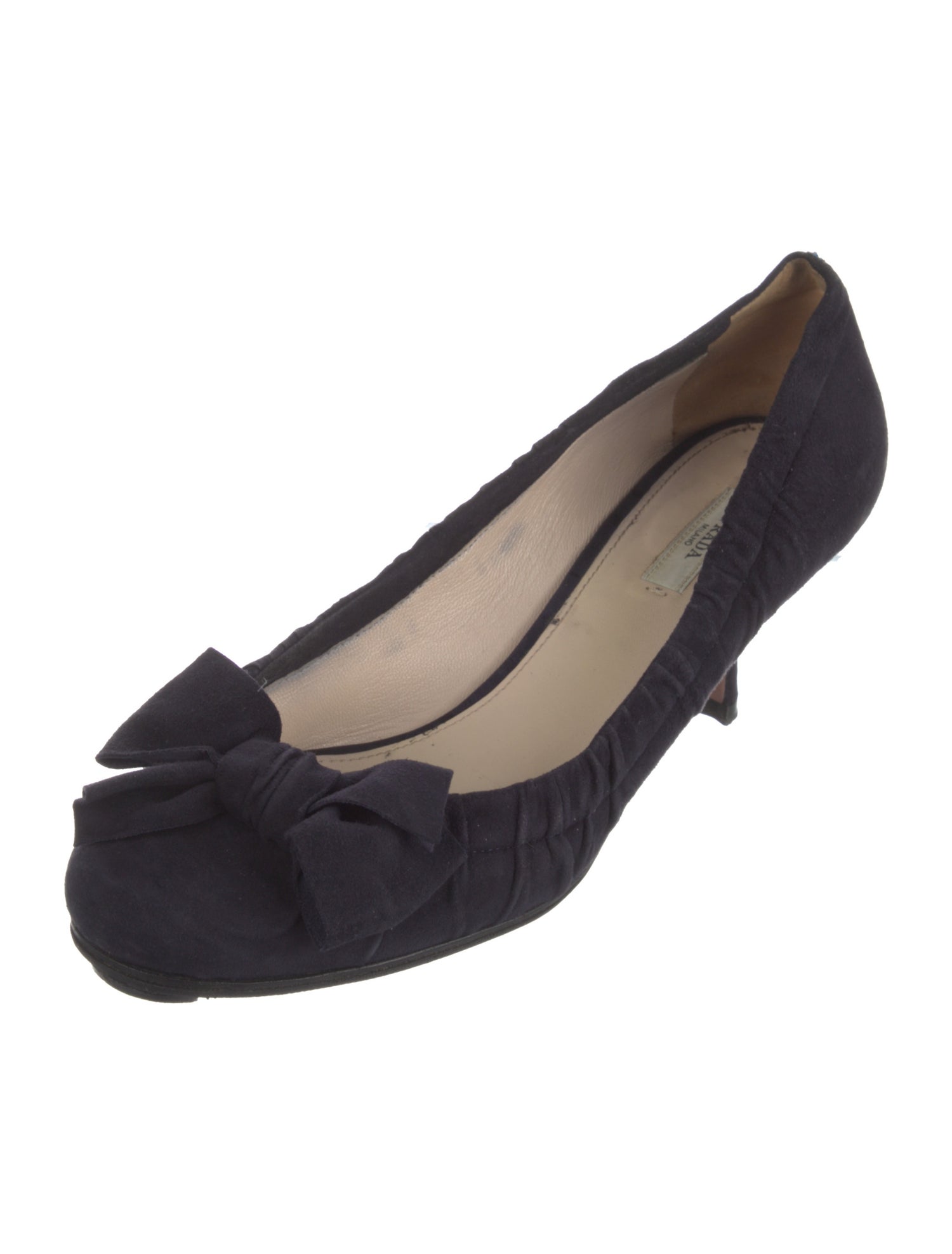 Prada Suede Bow Accents Pumps