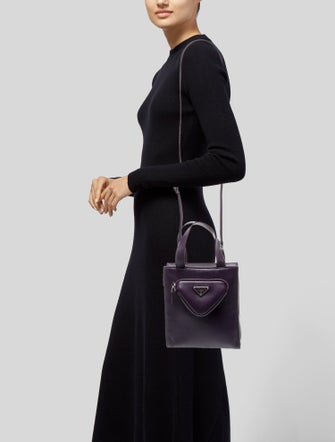 Prada Enameled Metal Triangle Crossbody Bag Mini