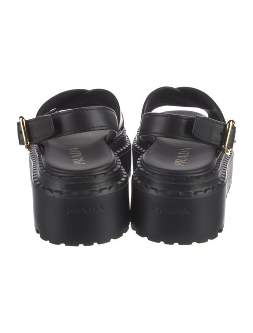 Prada Enameled Metal Triangle Leather Slingback Sandals