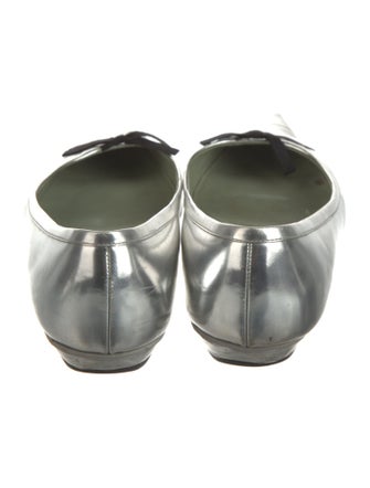 Prada Patent Leather Bow Accents Ballet Flats