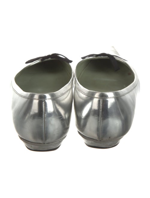 Prada Patent Leather Bow Accents Ballet Flats