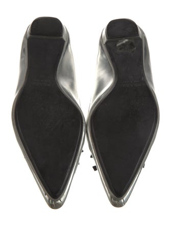 Prada Patent Leather Bow Accents Ballet Flats