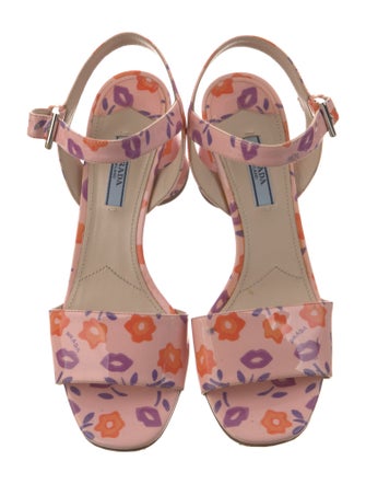 Prada Patent Leather Printed Sandals