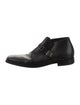 Prada Embossed Leather Embroidered Accent Monk Straps