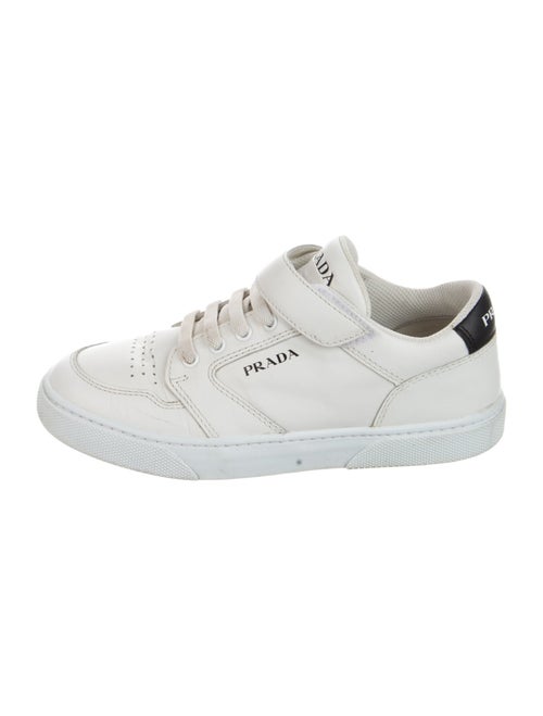 Prada White Pattern Print Leather Sneakers