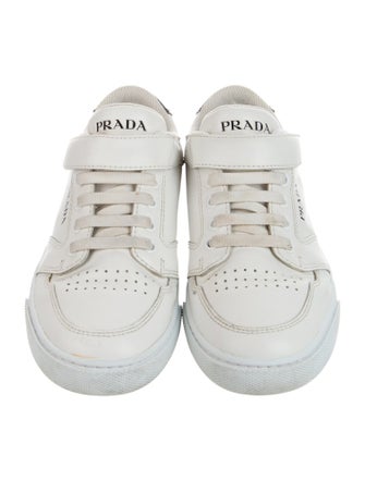 Prada White Pattern Print Leather Sneakers