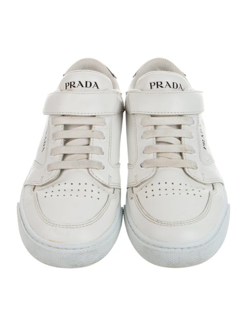 Prada White Pattern Print Leather Sneakers